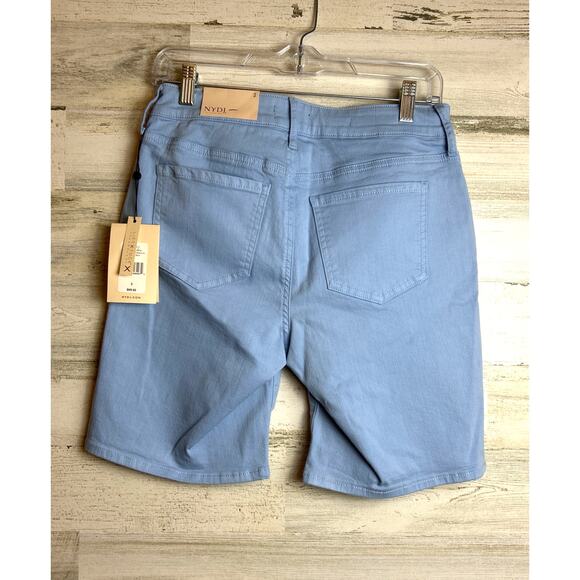 NYDJ Women’s 2 Ella Bermuda Shorts Light Blue Denim jean Chino Side Slit Zip NWT - Picture 3 of 8